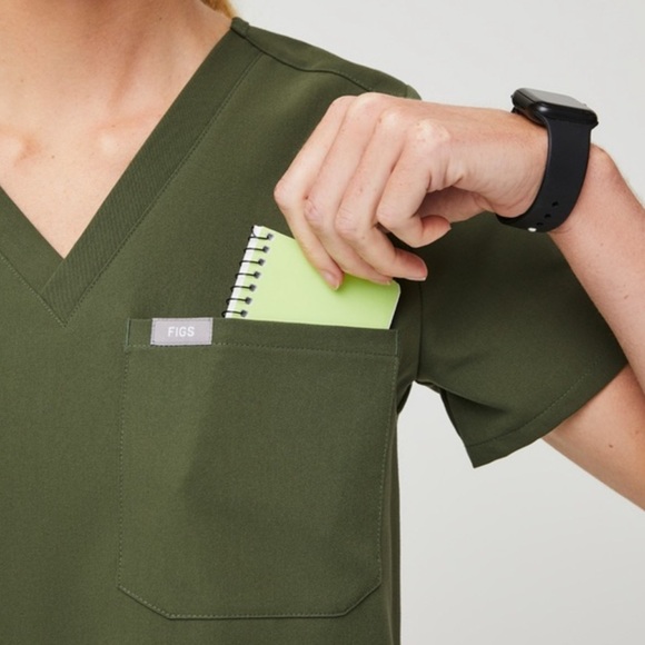 Figs Catarina Technical Collection Dark Olive Scrub Top Limited Edition Size XS - Picture 2 of 8